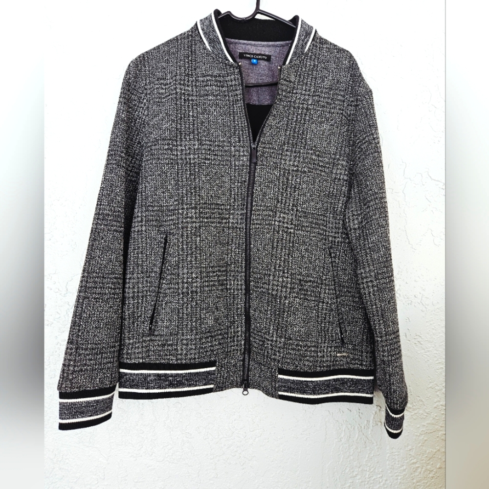 Vince Camuto Mens M Varsity Zip Up Light Weight Jacket Grundge Preppy